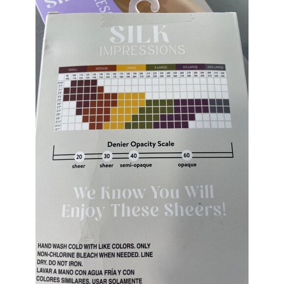 Silk Impressions Shimmer Sheer Pantyhose Size Medium Beige 20 Denier 2 Pairs NEW - Picture 5 of 6
